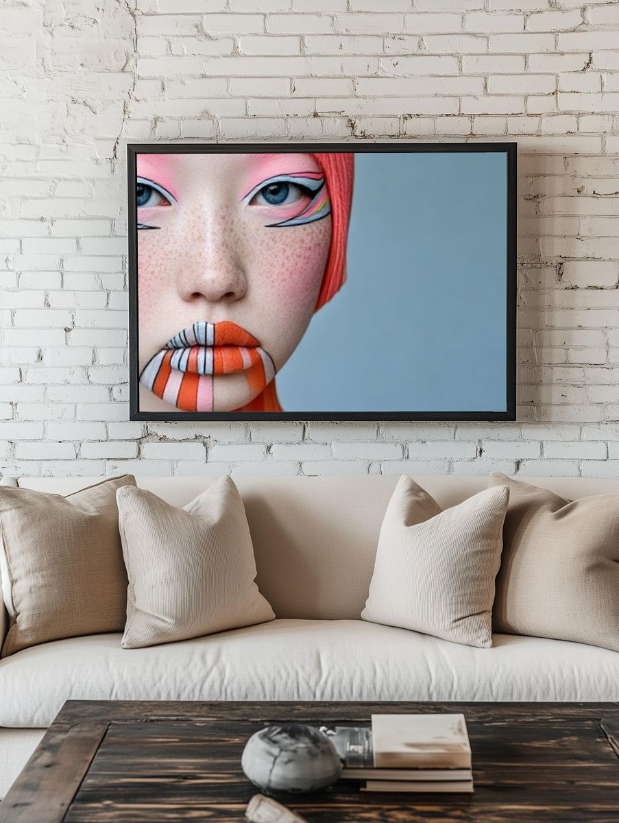 Avant-Garde Face Portrait Print. room preview