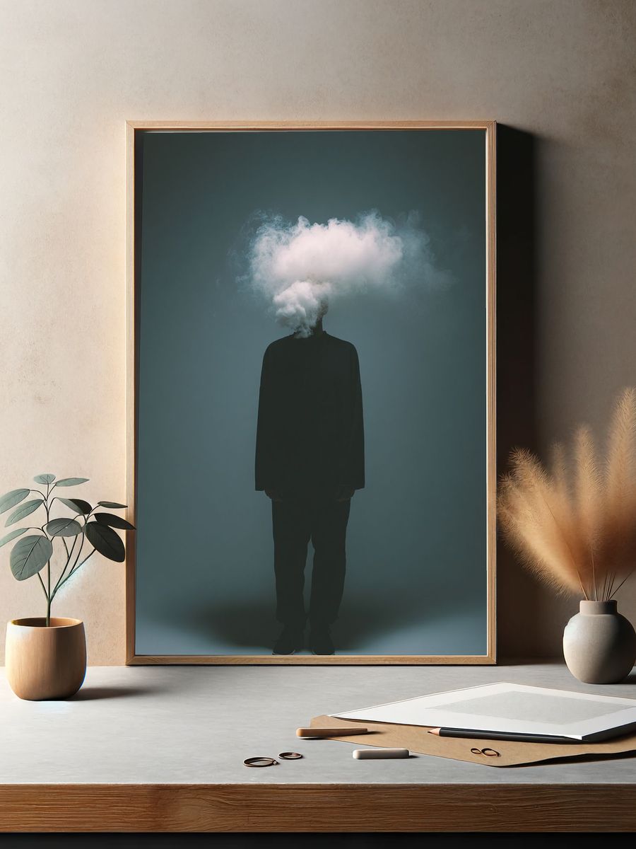 Cloud Head Surreal Photography Poster. — room view 2