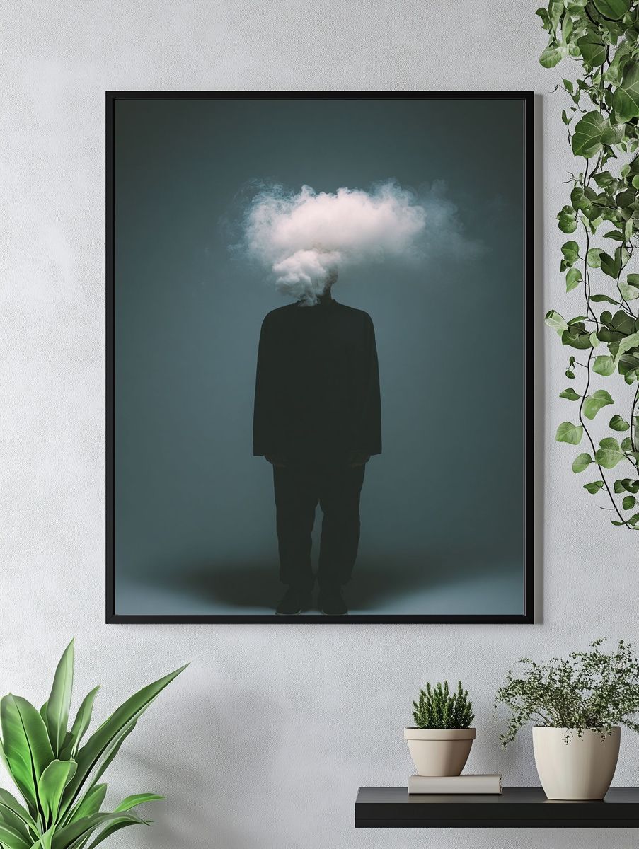 Cloud Head Surreal Photography Poster. — room view 4