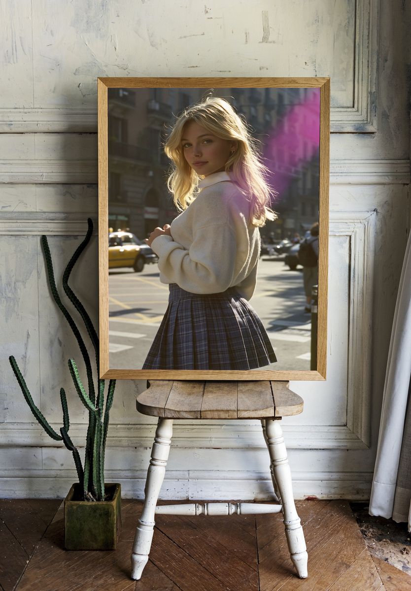 Blonde Street Portrait Photography Poster. — room view 1