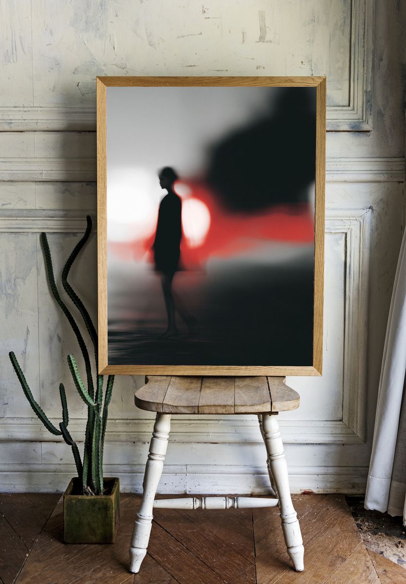 Blurred Figure in Red Light Poster. room preview
