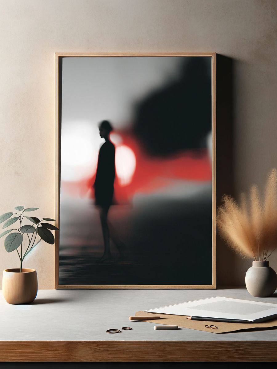 Blurred Figure in Red Light Poster. — room view 2