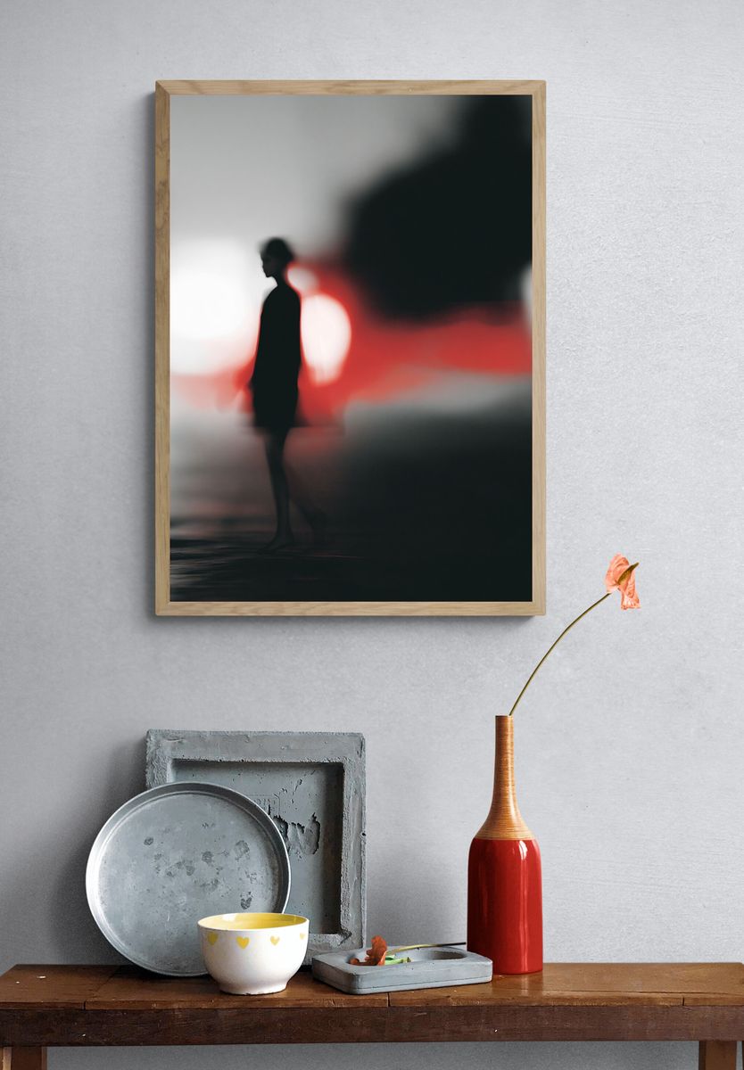 Blurred Figure in Red Light Poster. — room view 3