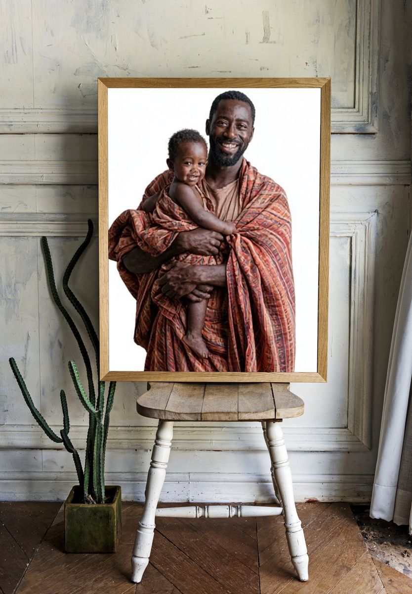 Father and Child Portrait Print. room preview