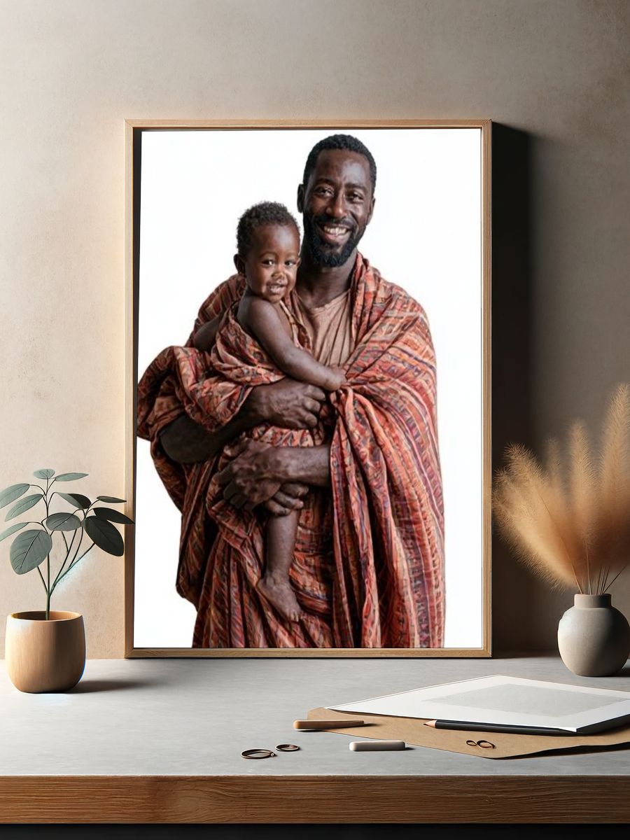 Father and Child Portrait Print. — room view 2