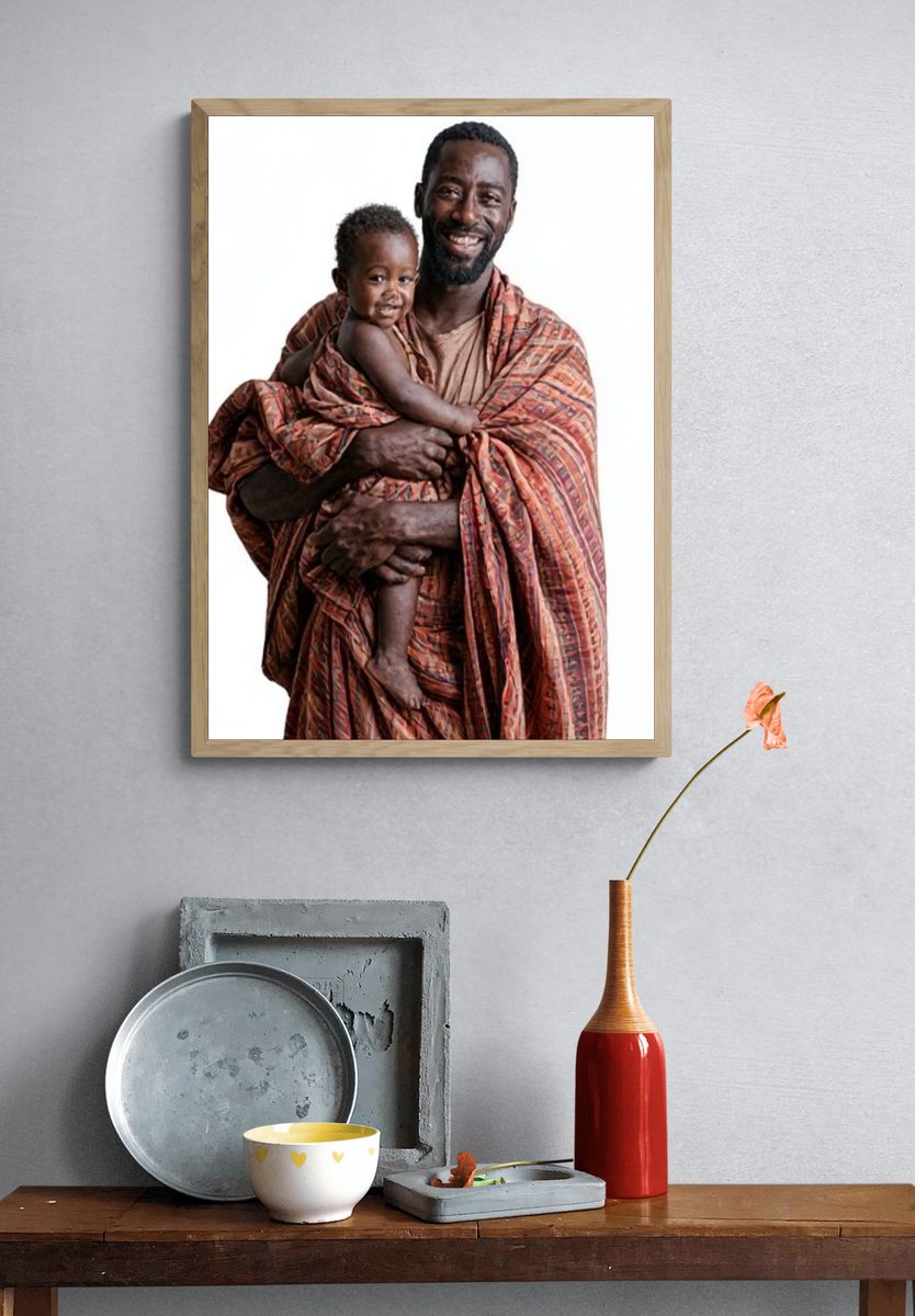 Father and Child Portrait Print. — room view 3