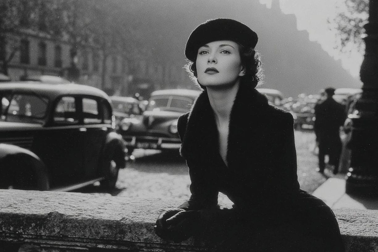Elegant Woman in Vintage Paris — Photography Print. poster detail