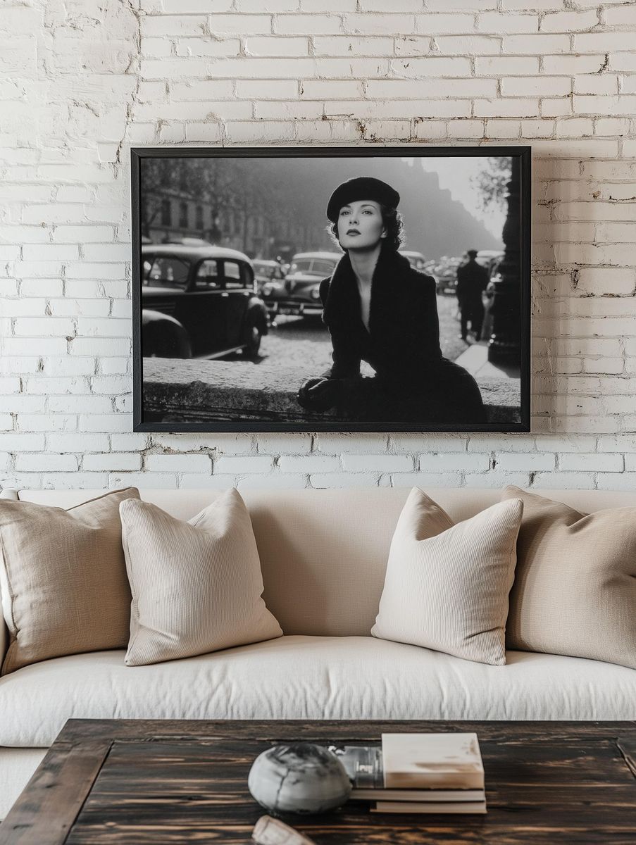 Elegant Woman in Vintage Paris — Photography Print. — room view 1