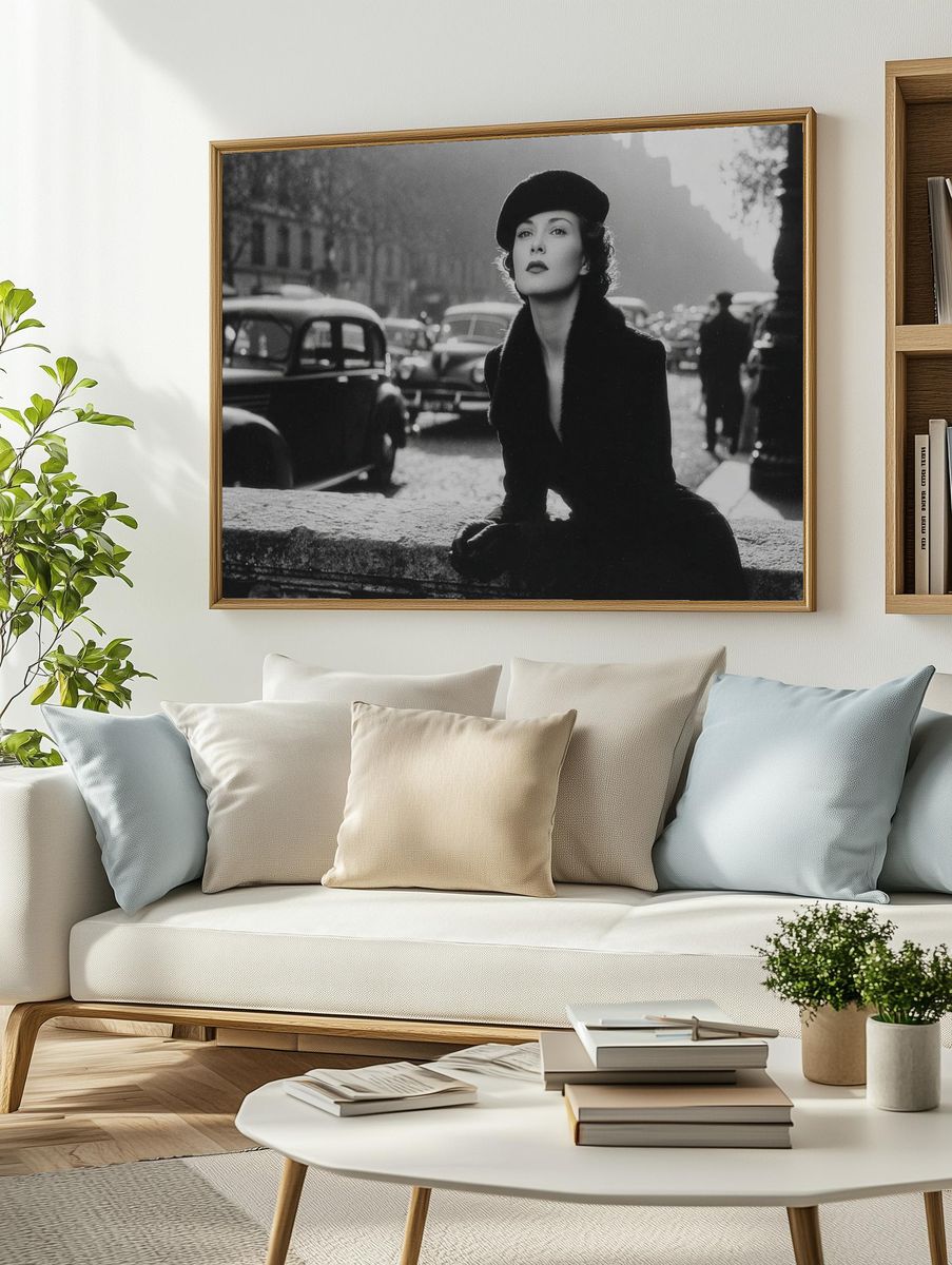 Elegant Woman in Vintage Paris — Photography Print. — room view 2