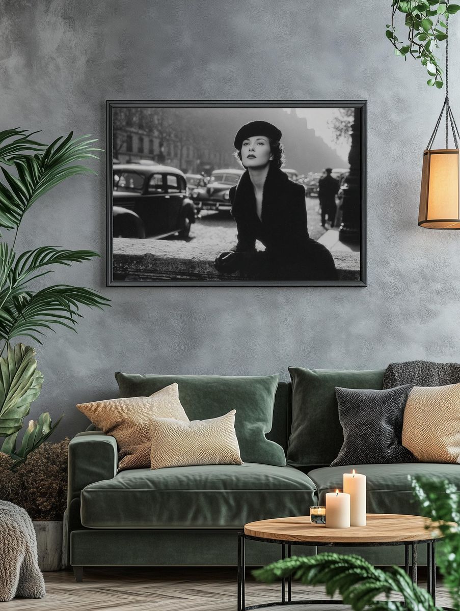 Elegant Woman in Vintage Paris — Photography Print. — room view 4