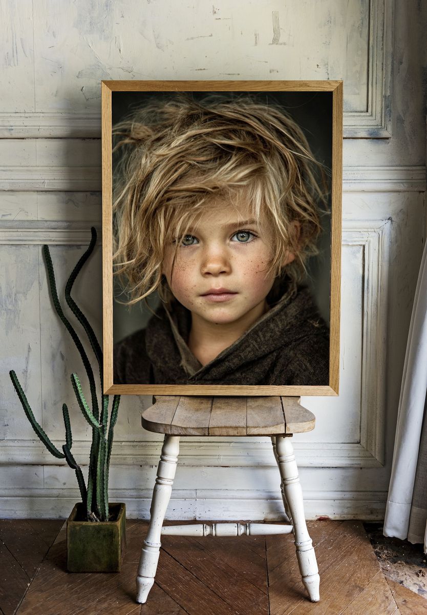Freckled Child Portrait Poster. — room view 1