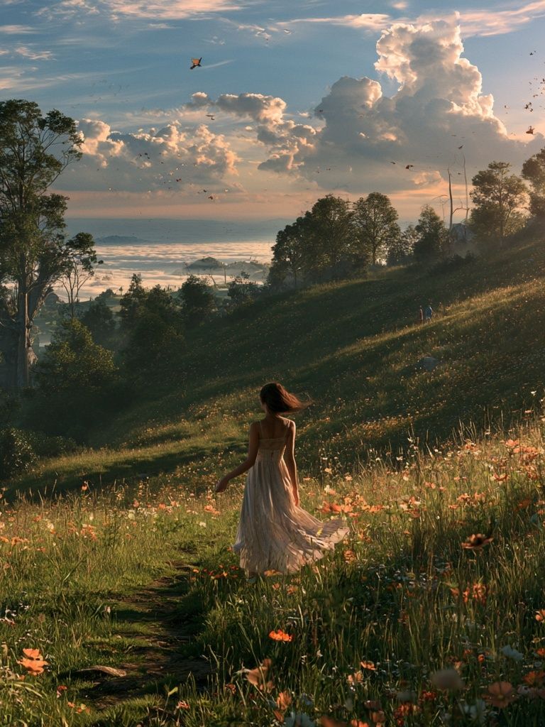 Sunlit Meadow Walk Photography Poster. poster detail