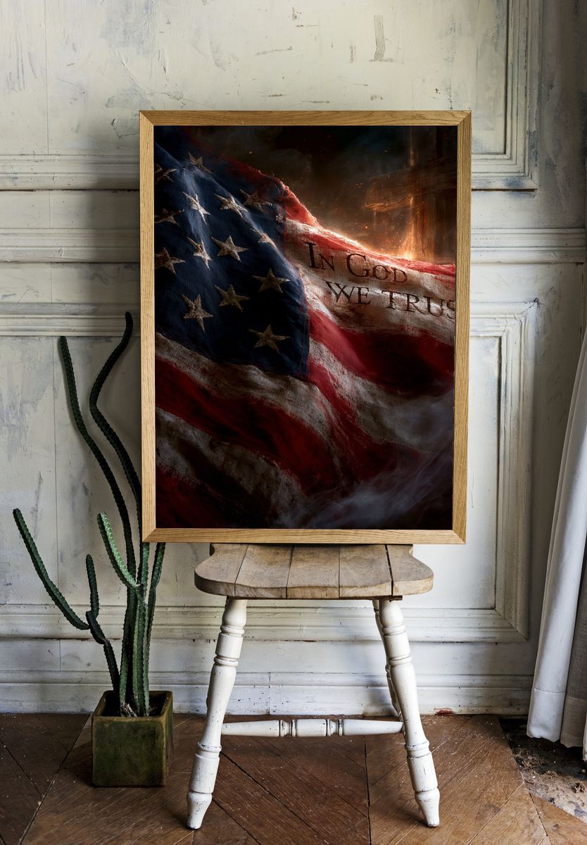 In God We Trust Flag Poster. — room view 1