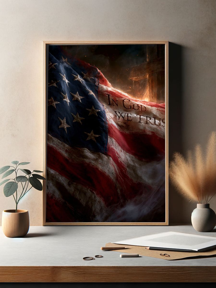 In God We Trust Flag Poster. — room view 2