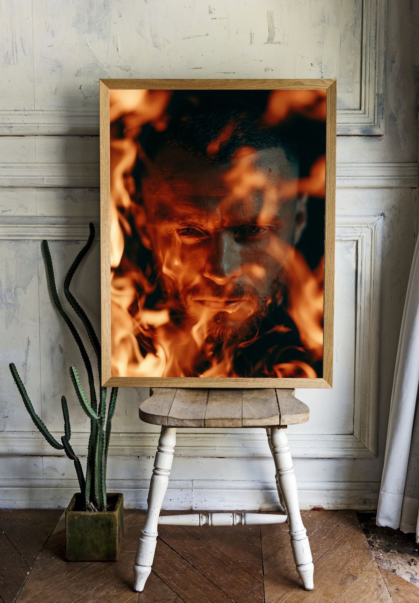 Fiery Portrait Photography Poster. room preview