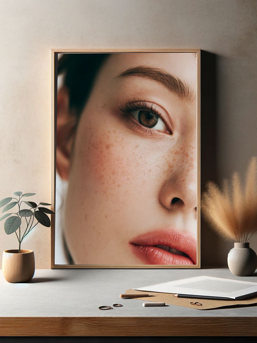 Freckled Portrait Photography Poster. — room view 2