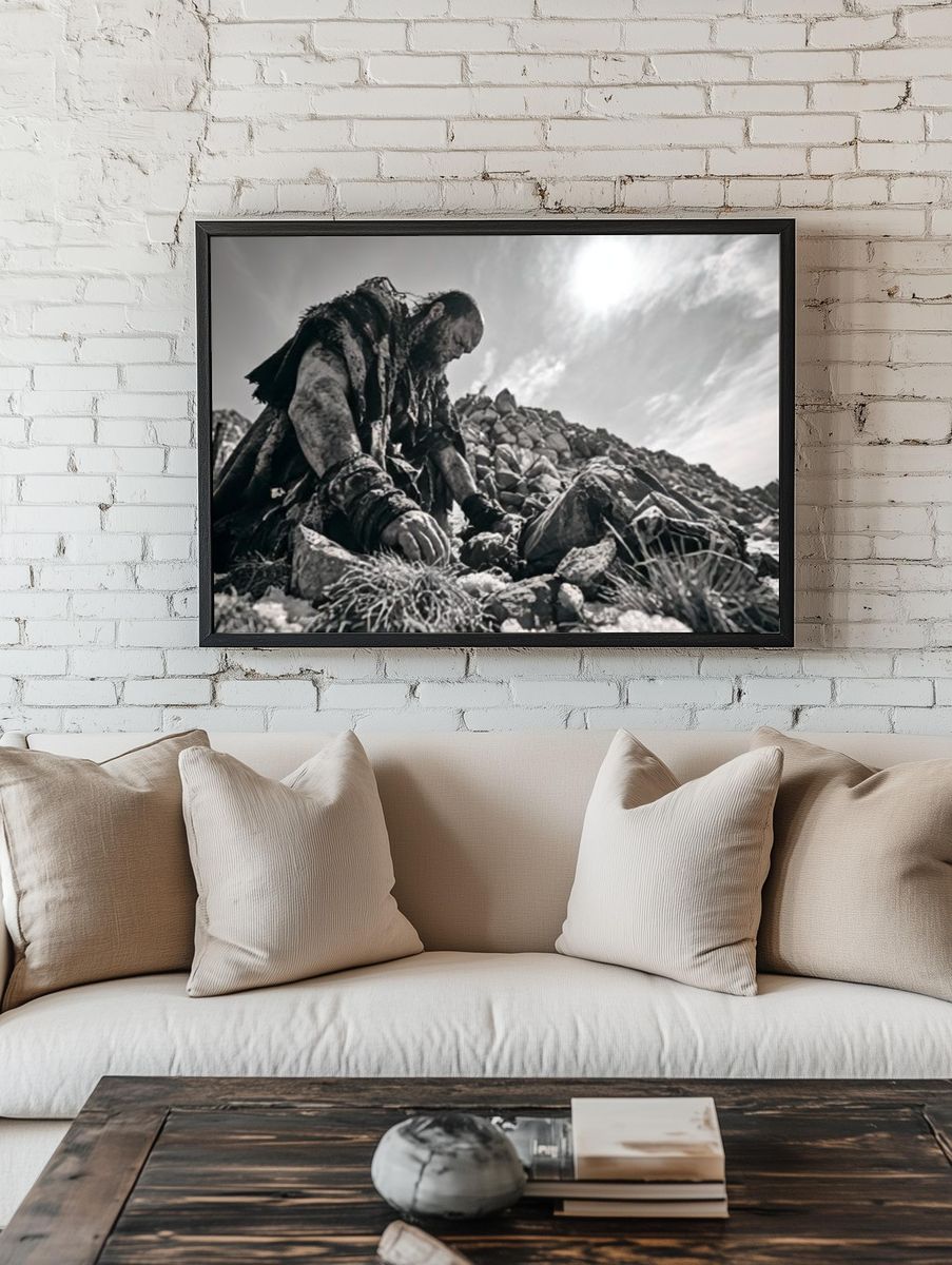 Desert Survivor Black-White Poster. room preview