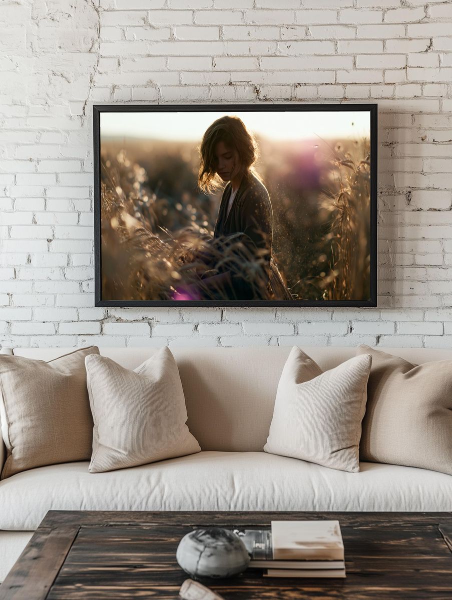 Golden Field Portrait Poster. room preview