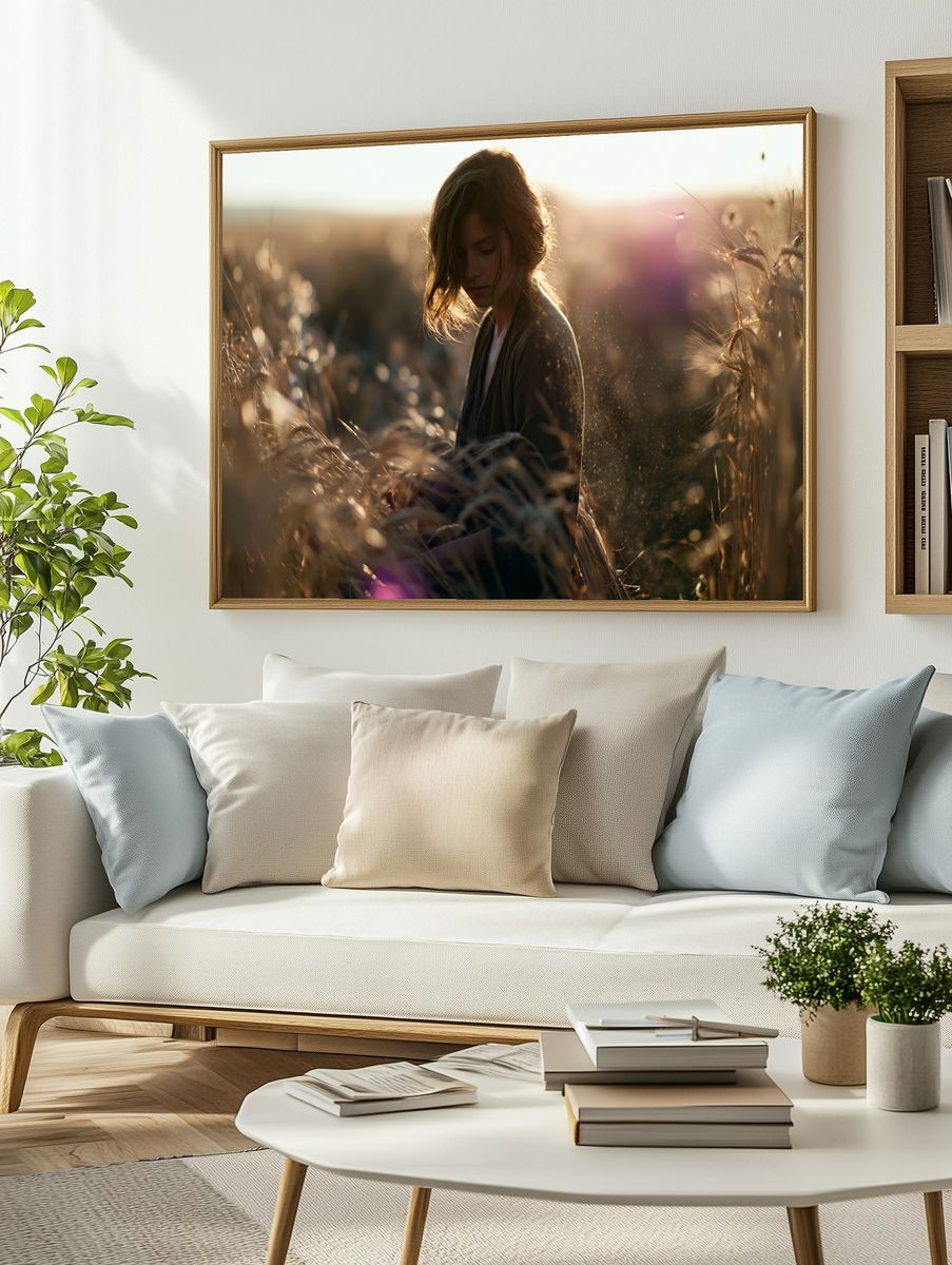 Golden Field Portrait Poster. — room view 2