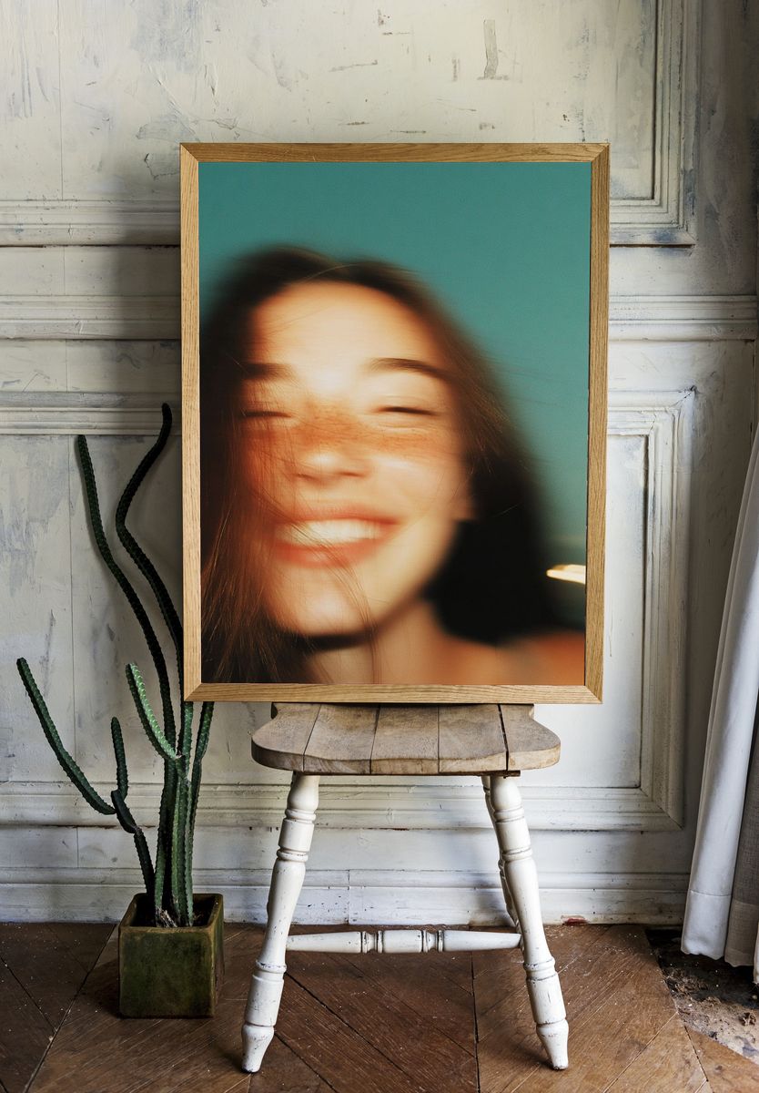 Blurred Smiling Portrait Photography Poster. room preview