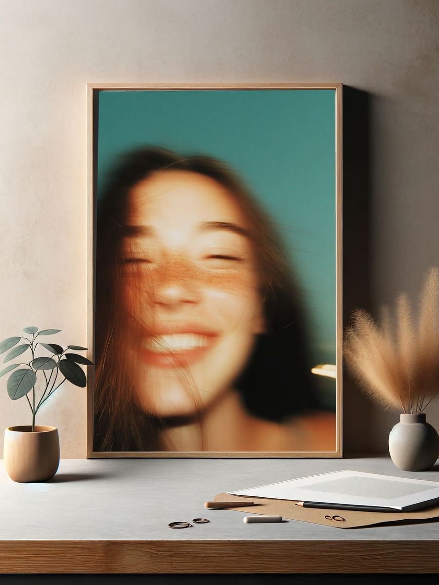 Blurred Smiling Portrait Photography Poster. — room view 2