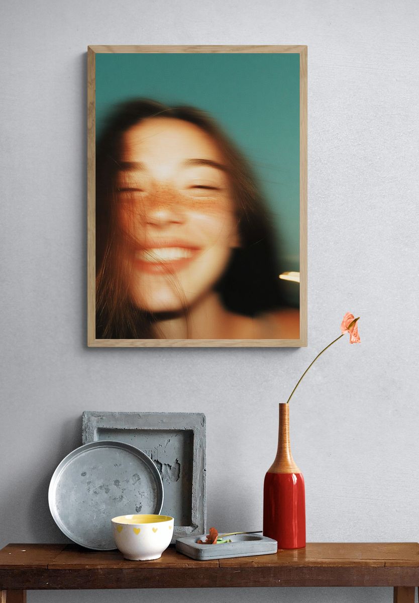 Blurred Smiling Portrait Photography Poster. — room view 3