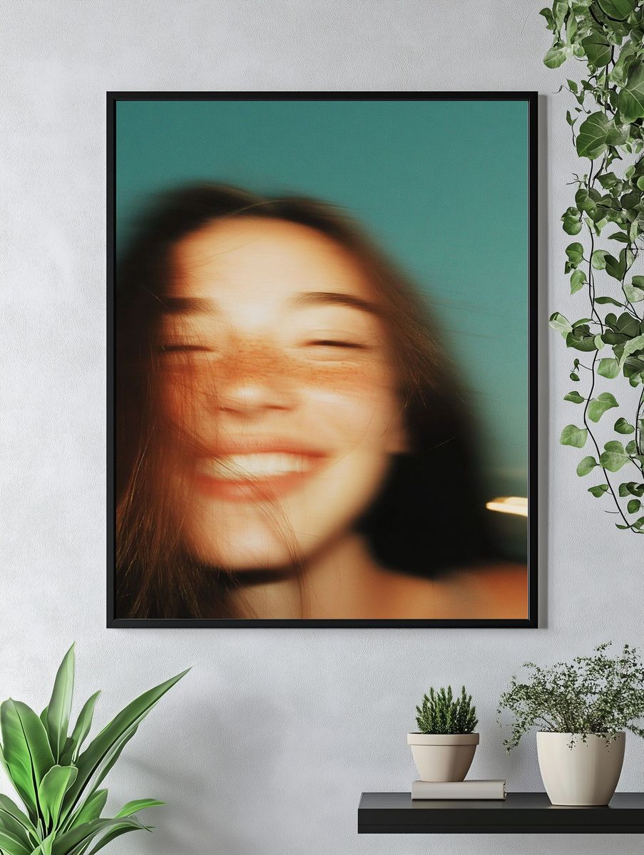 Blurred Smiling Portrait Photography Poster. — room view 4