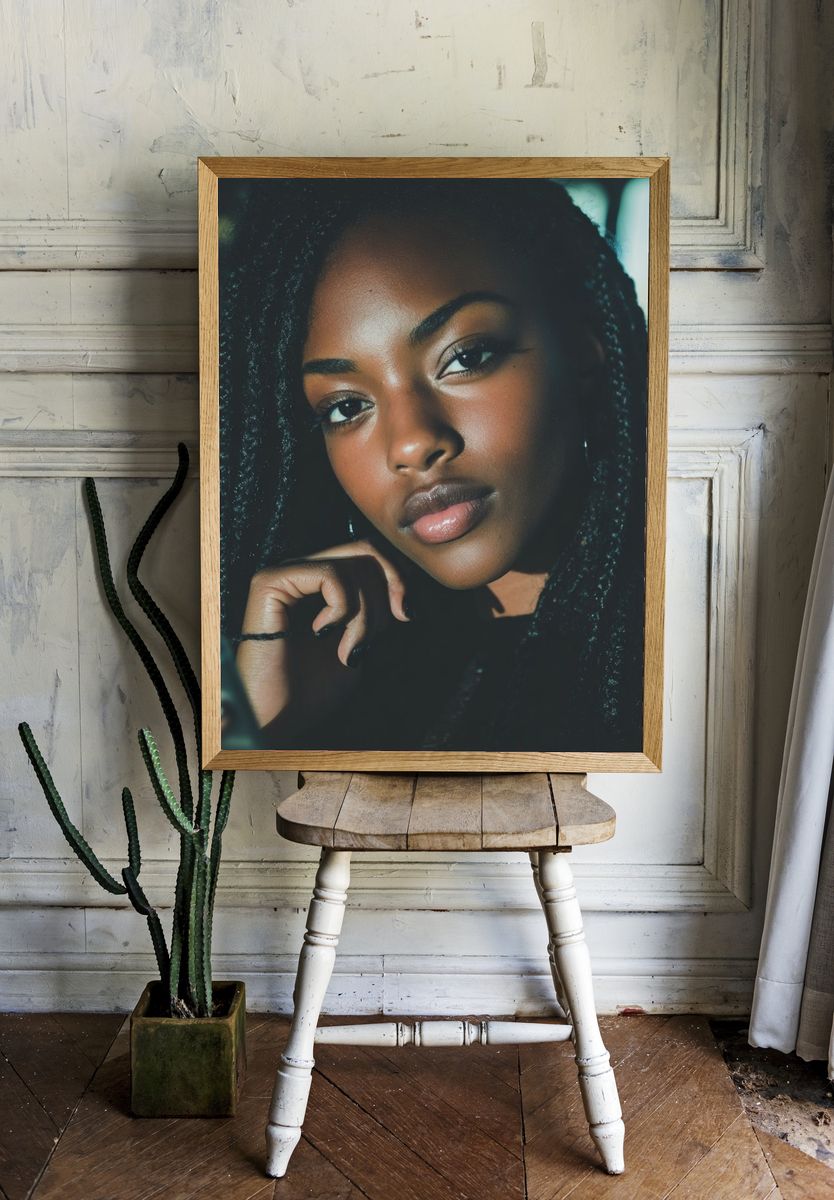 Moody Braided Portrait Photography Poster. — room view 1