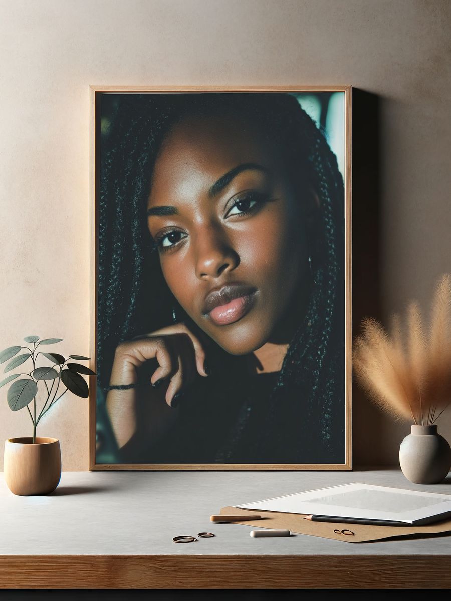 Moody Braided Portrait Photography Poster. — room view 2