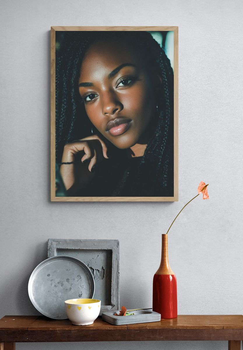 Moody Braided Portrait Photography Poster. — room view 3