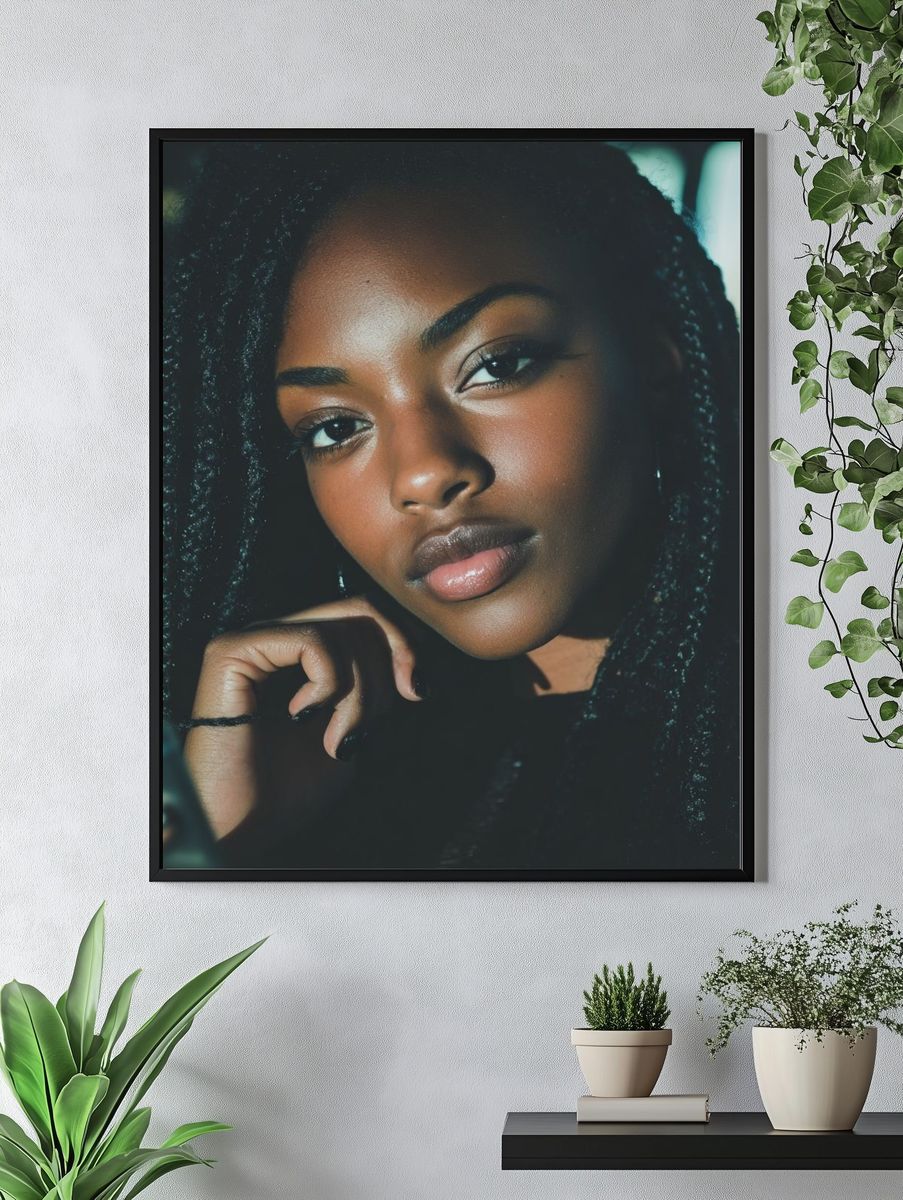 Moody Braided Portrait Photography Poster. — room view 4