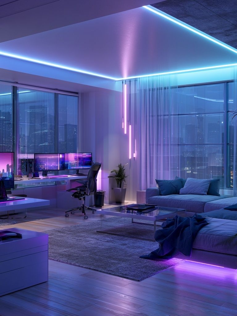Neon Cyberpunk Interior Photography Poster. poster — photography art