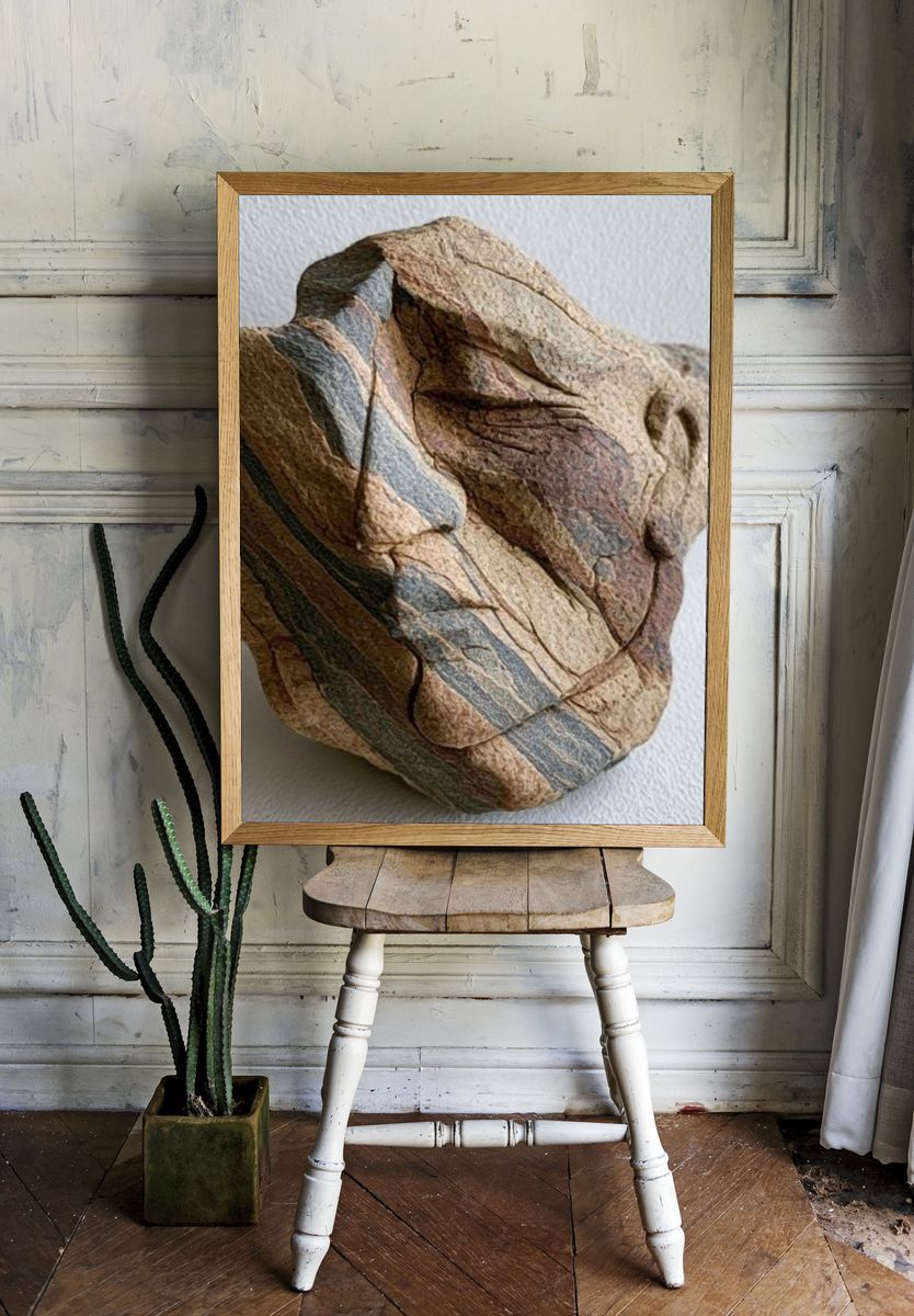 Striped Stone Still Life Print. room preview