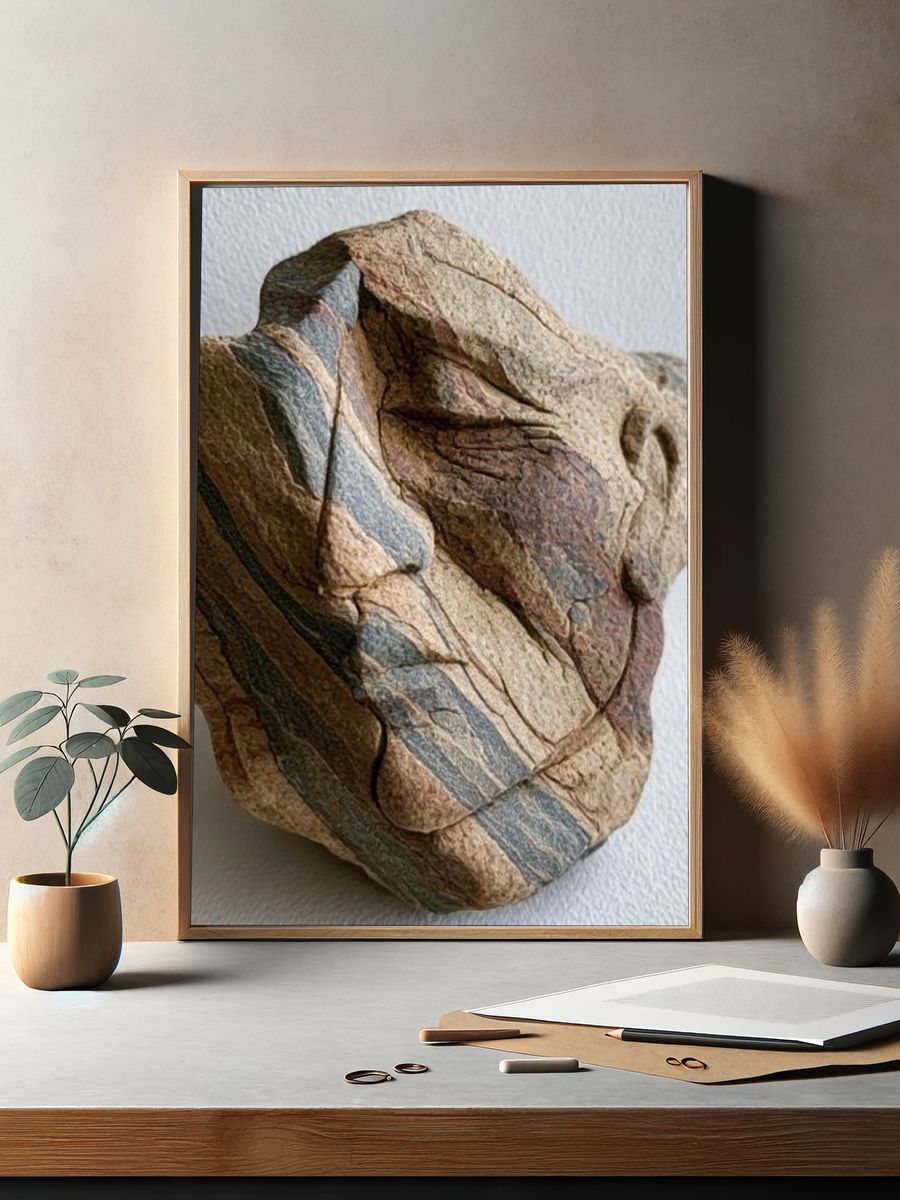 Striped Stone Still Life Print. — room view 2