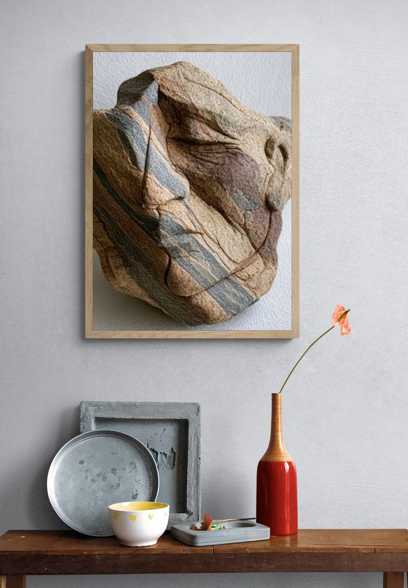 Striped Stone Still Life Print. — room view 3