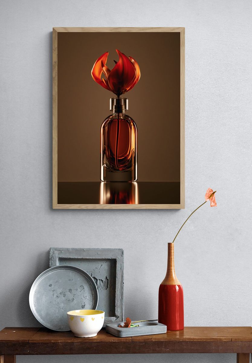 Amber Perfume Bottle — Photography Print. — room view 3