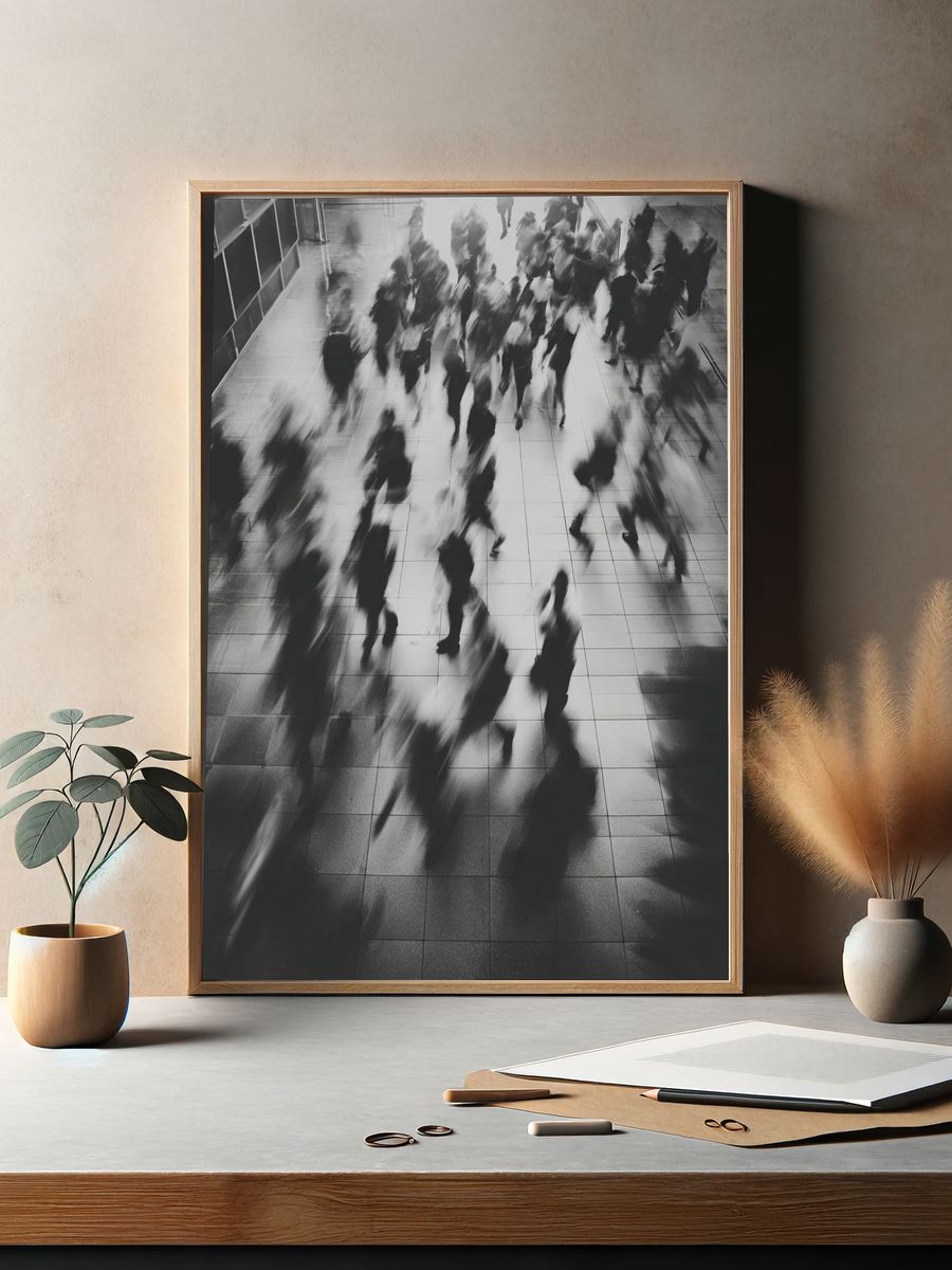 Blurred Crowd Street Photography Poster. — room view 2