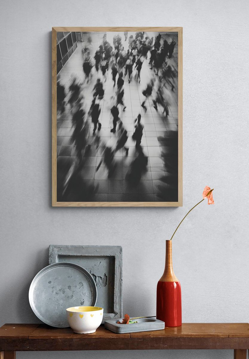 Blurred Crowd Street Photography Poster. — room view 3