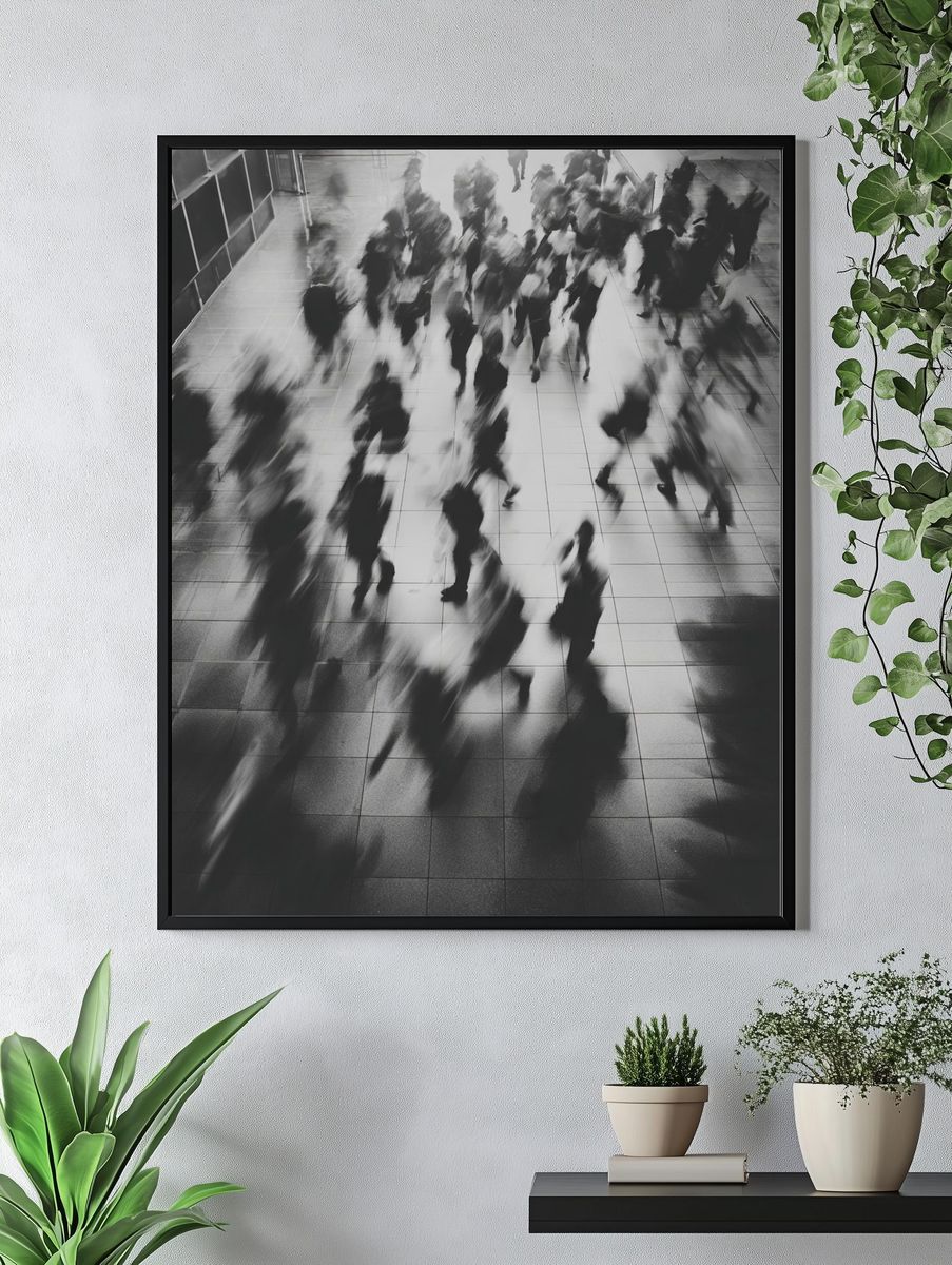 Blurred Crowd Street Photography Poster. — room view 4