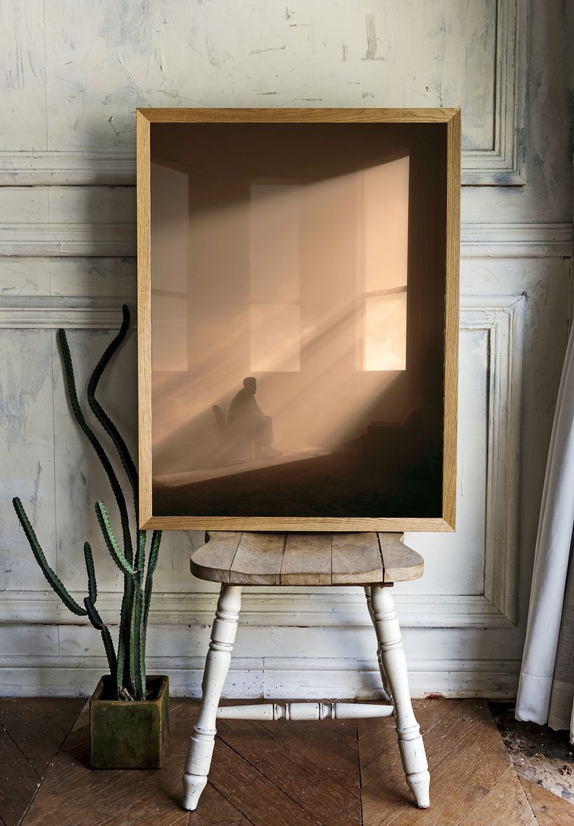 Solitary Light Beam Photography Poster. — room view 1