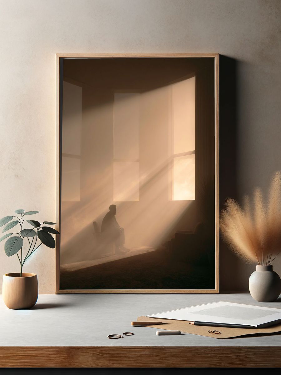 Solitary Light Beam Photography Poster. — room view 2