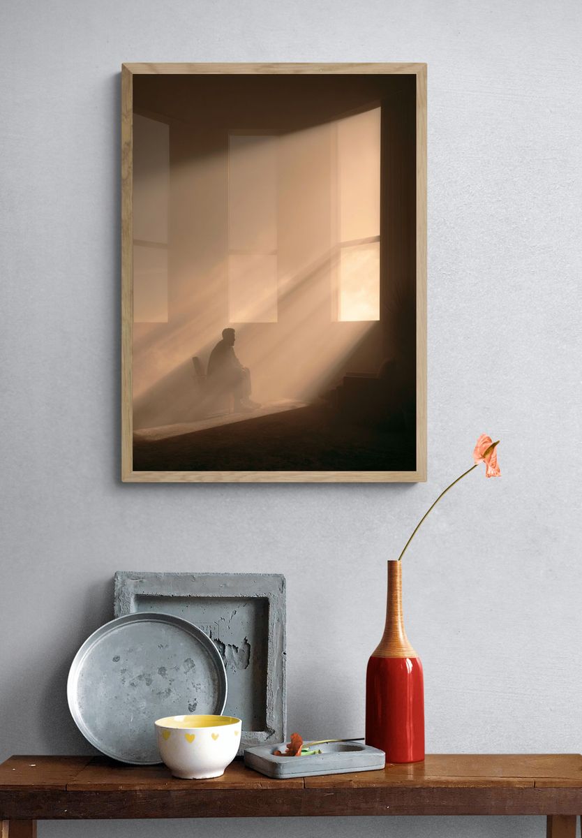 Solitary Light Beam Photography Poster. — room view 3