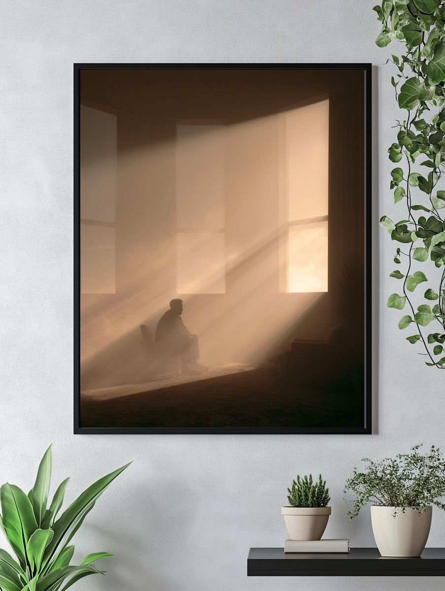 Solitary Light Beam Photography Poster. — room view 4
