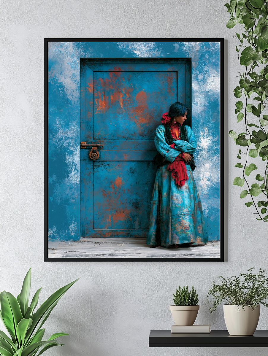 Turquoise Door Portrait Print. — room view 4