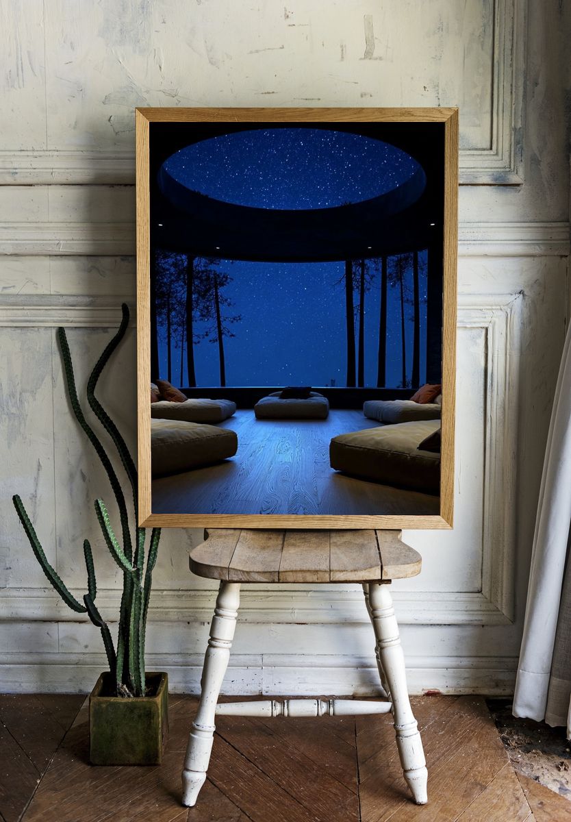 Starry Forest Retreat Photography Poster. — room view 1