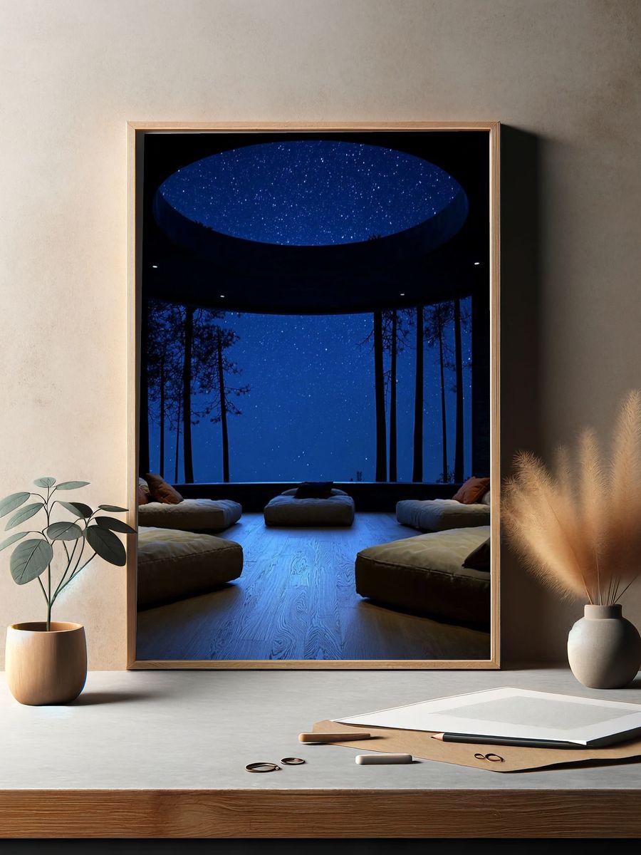 Starry Forest Retreat Photography Poster. — room view 2
