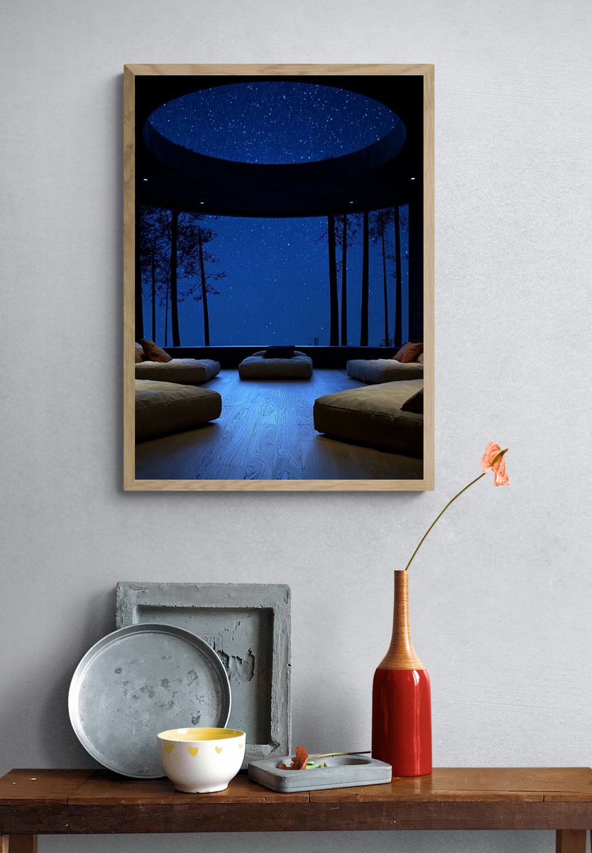 Starry Forest Retreat Photography Poster. — room view 3