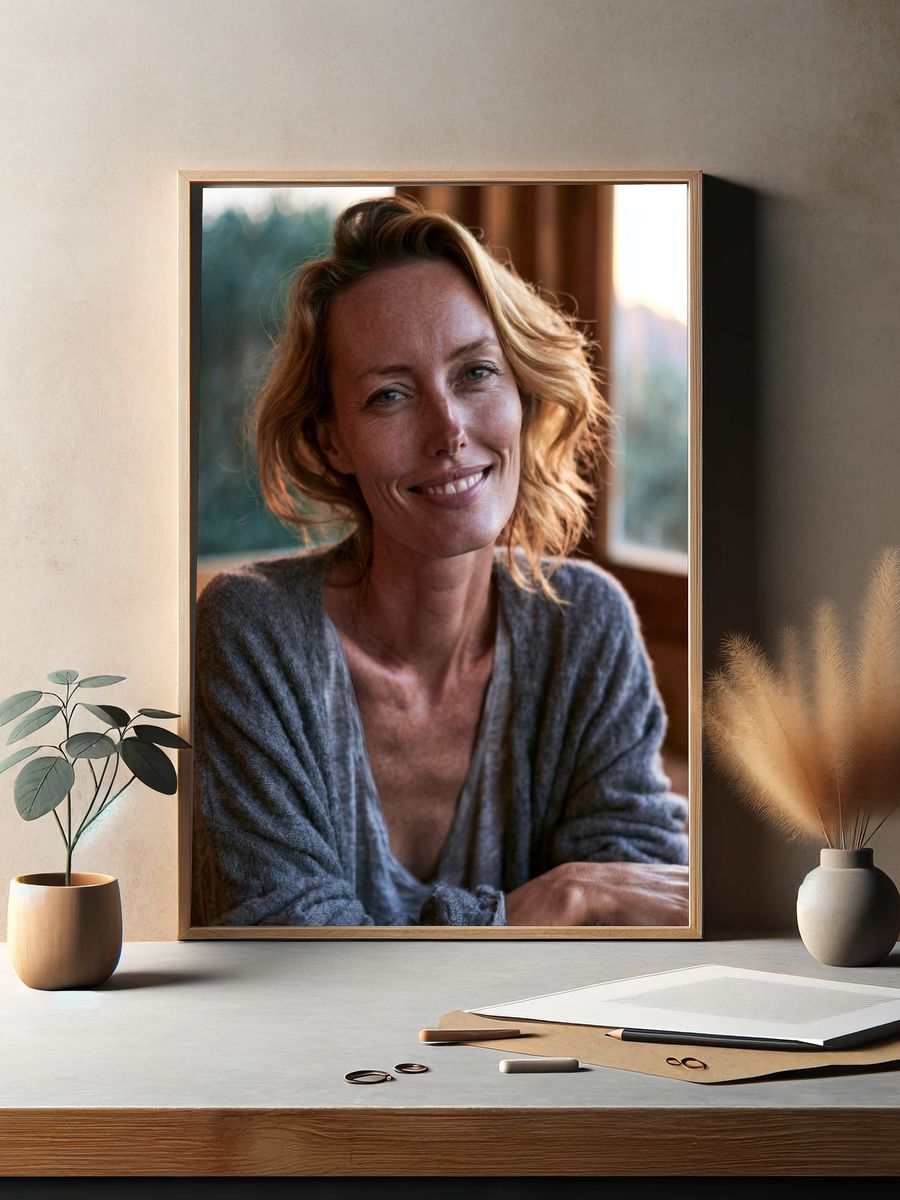 Smiling Woman Portrait Poster. — room view 2