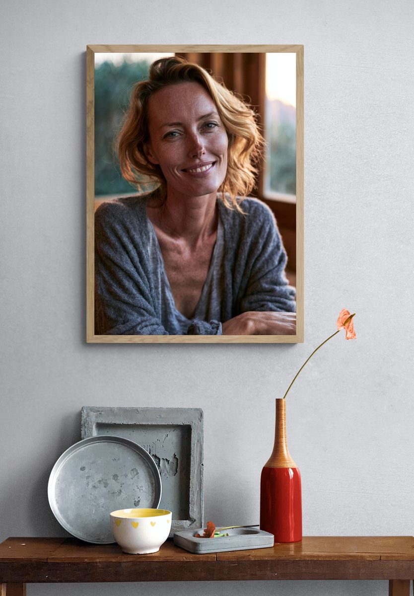 Smiling Woman Portrait Poster. — room view 3