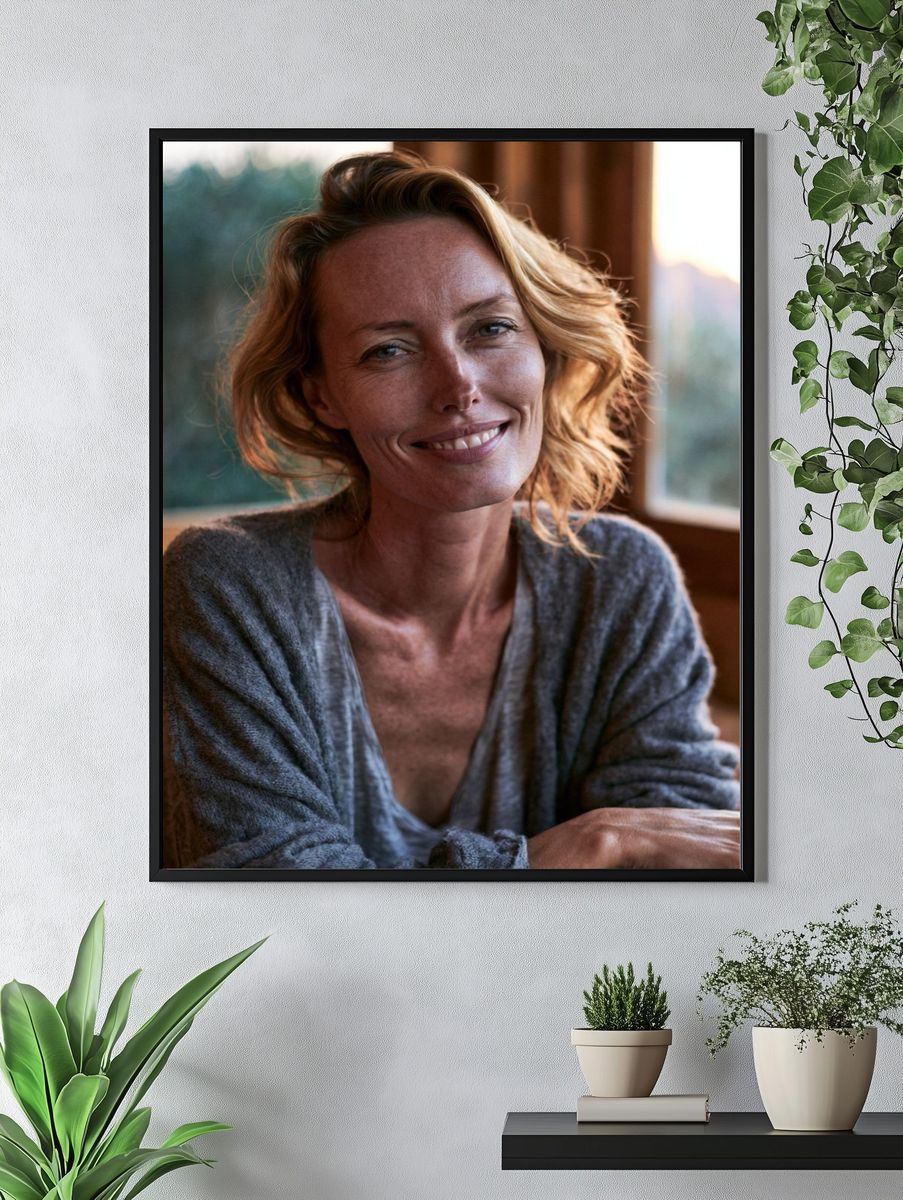 Smiling Woman Portrait Poster. — room view 4